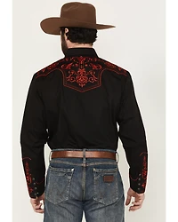 Rodeo Clothing Men's Embroidered Long Sleeve Snap Western Shirt