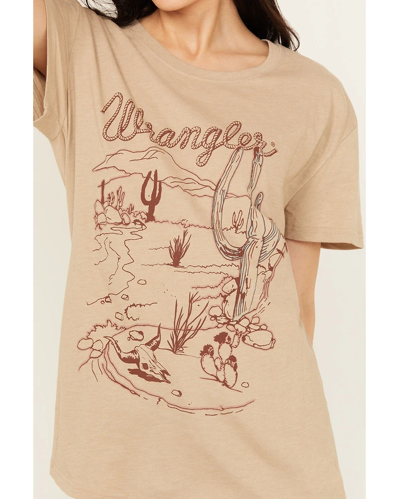 Wrangler Women's Cactus Scene Short Sleeve Graphic Tee