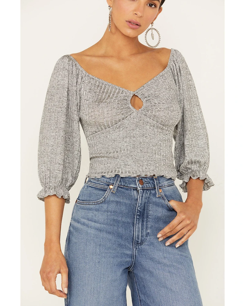 Wild Moss Women's Lurex Keyhole Top