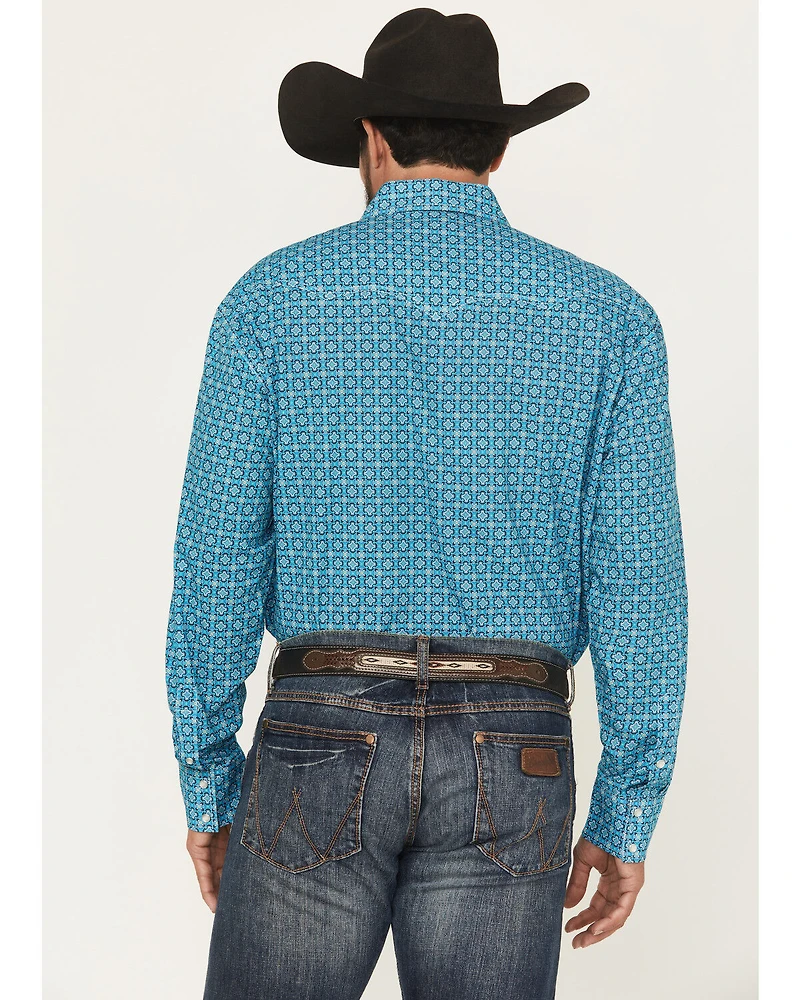 Roper Men's Amarillo Geo Print Long Sleeve Pearl Snap Western Shirt