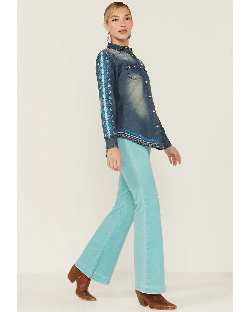 Tasha Polizzi Women's Rayna Southwestern Embroidered Denim Shirt