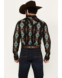 Rock & Roll Denim Men's Southwestern Print Long Sleeve Snap Stretch Western Shirt
