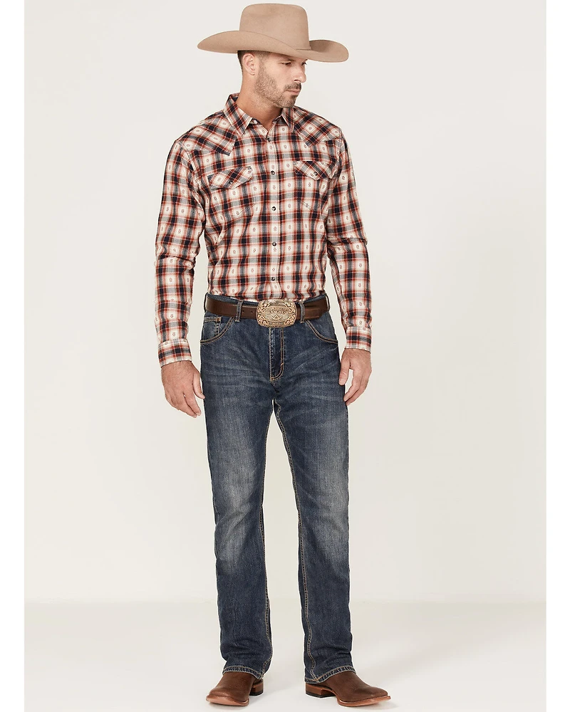 Moonshine Spirit Men's Apache Dobby Plaid Long Sleeve Snap Western Shirt