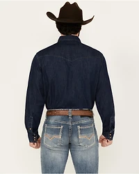 Wrangler Men's Medium Wash Denim Long Sleeve Snap Western Shirt