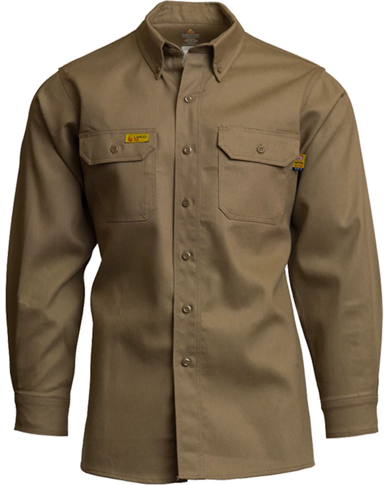 Lapco Men's Solid FR Long Sleeve Button Down Uniform Work Shirt