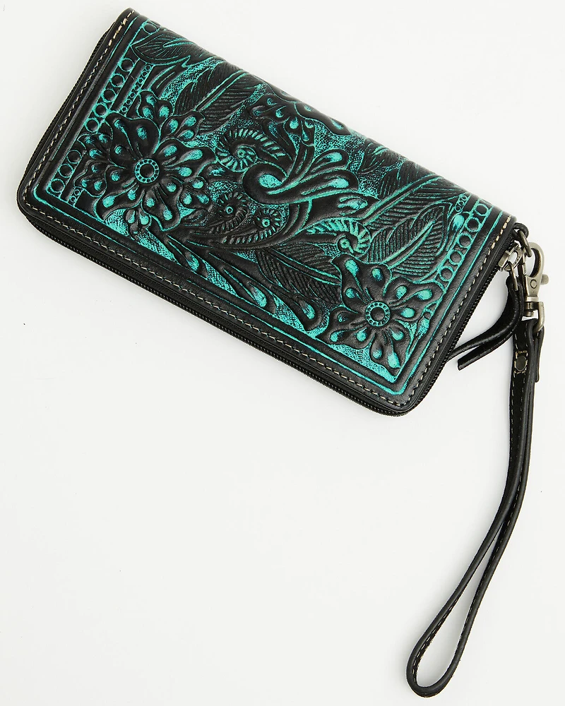 Shyanne Women's Tooled Leather Wristlet Wallet