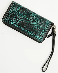 Shyanne Women's Tooled Leather Wristlet Wallet