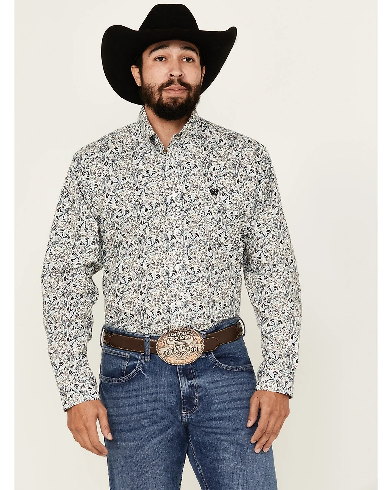 Cinch Men's Paisley Print Long Sleeve Button-Down Western Shirt
