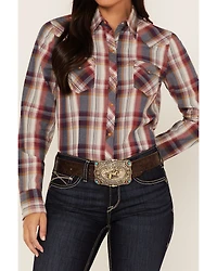 Roper Women's Plaid Print Long Sleeve Snap Performance Western Shirt
