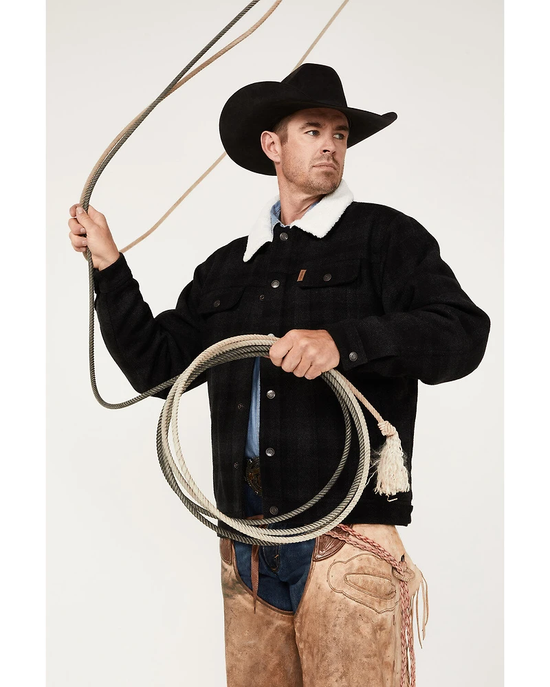 Cinch Men's Solid Sherpa-Lined CC Snap Wool Trucker Jacket
