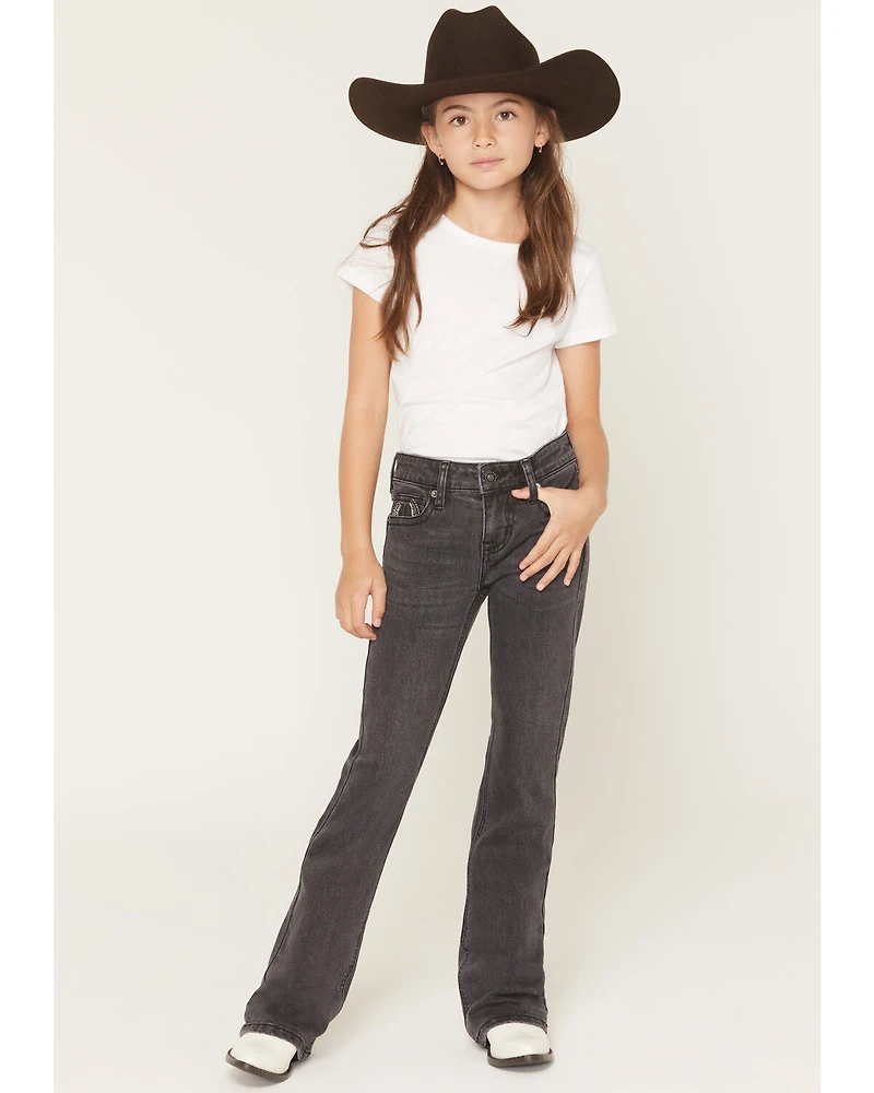 Rock & Roll Denim Girls Horseshoe Embroidered Bootcut Stretch Jeans