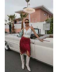 Idyllwind Women's Tina Faux Suede Fringe Midi Skirt