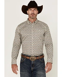 RANK 45® Men's Libreville Geo Print Long Sleeve Button-Down Performance Stretch Western Shirt