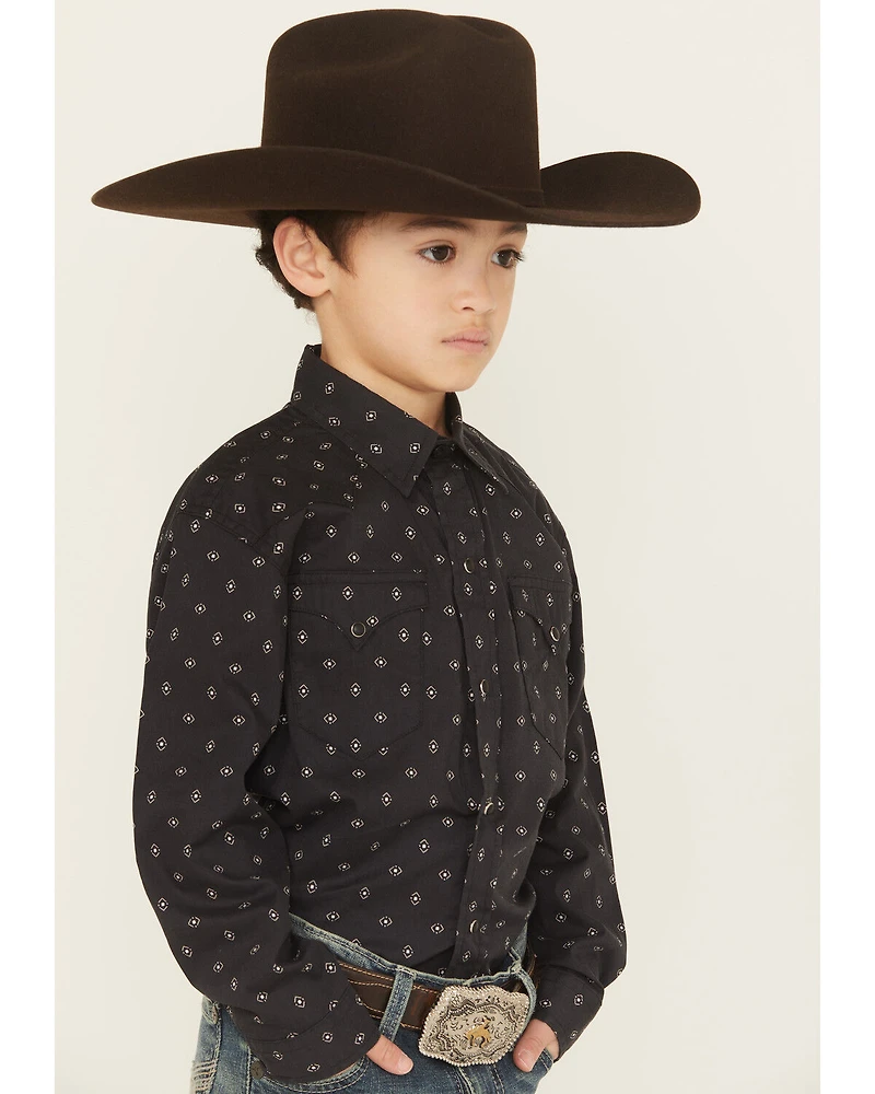 Roper Boys' Dotted Long Sleeve Snap Western Shirt