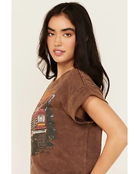 Cleo + Wolf Women's Off Rolled Sleeve Cropped Graphic Tee
