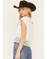 Beyond The Radar Women's Crochet Hem Trim Top