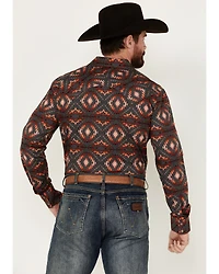 Rock & Roll Denim Men's Southwestern Print Long Sleeve Pearl Snap Stretch Western Shirt