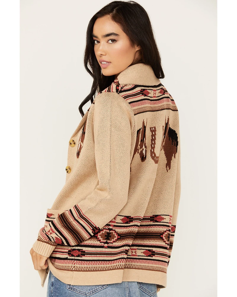 Cotton & Rye Women's Horse Motif Print Cardigan