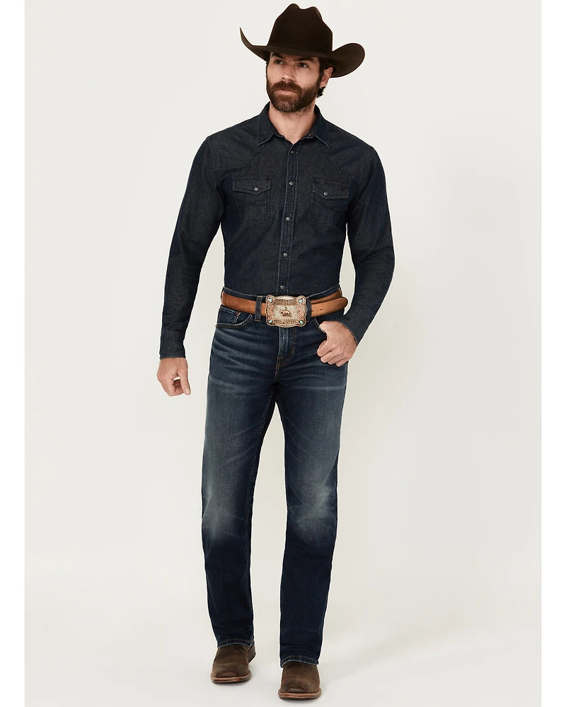 Blue Ranchwear Men's Bandera Wash Bronson Slim Straight Stretch Denim Jeans