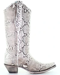 Corral Women's Natural Exotic Python Boots - Snip Toe