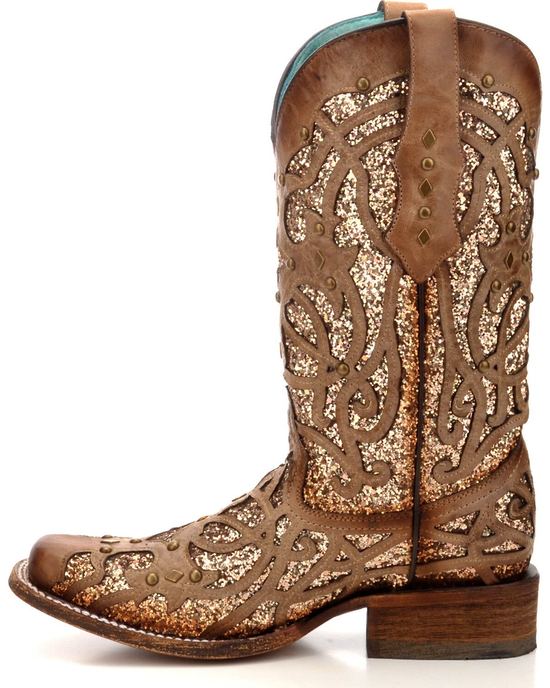 Corral Women's Orix Glitter Inlay & Studded Western Boots - Square Toe