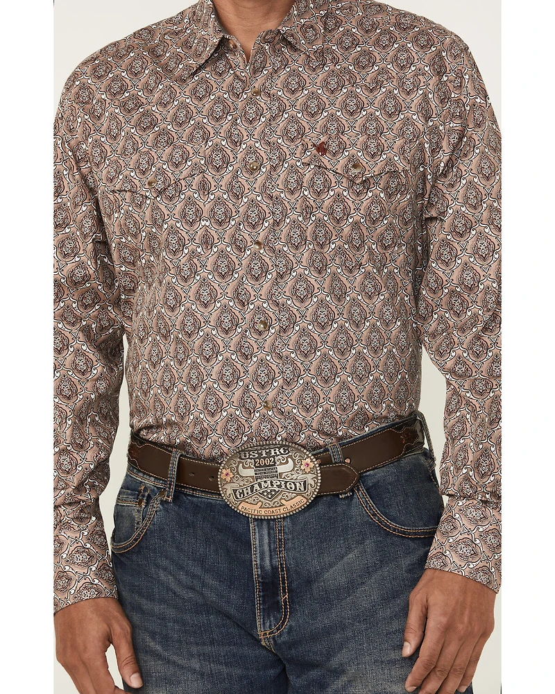 Rodeo Clothing Men's Paisley Print Long Sleeve Snap Western Shirt