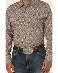 Rodeo Clothing Men's Paisley Print Long Sleeve Snap Western Shirt