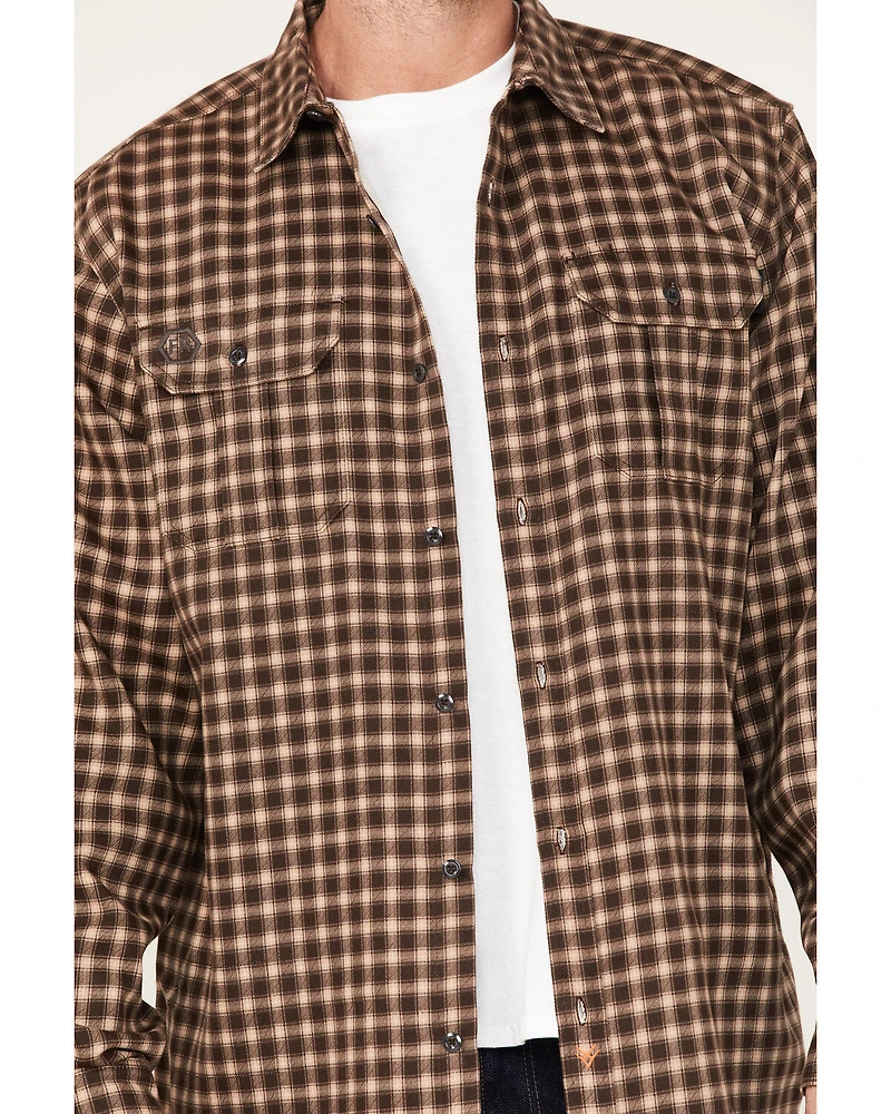 Hawx Men's FR Plaid Print Long Sleeve Woven Button-Down Work Shirt