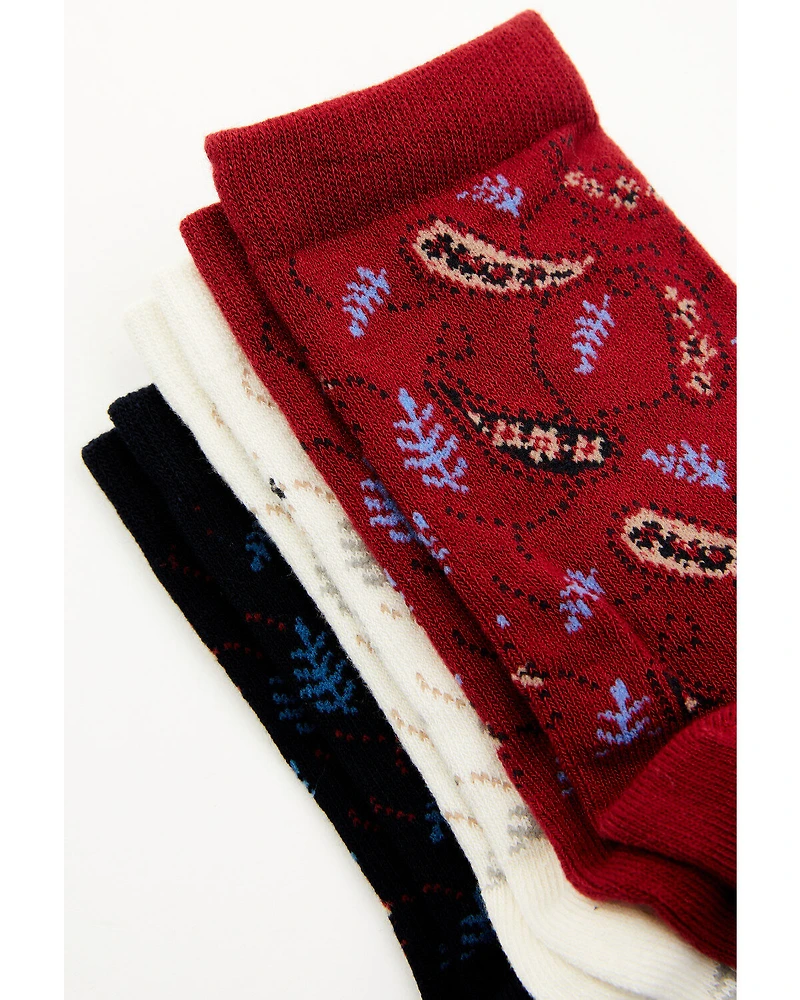 Shyanne Girls' Libby Paisley Crew Socks - 3-Pack