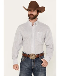 Wrangler Men's Geo Print Long Sleeve Button-Down Stretch Western Shirt