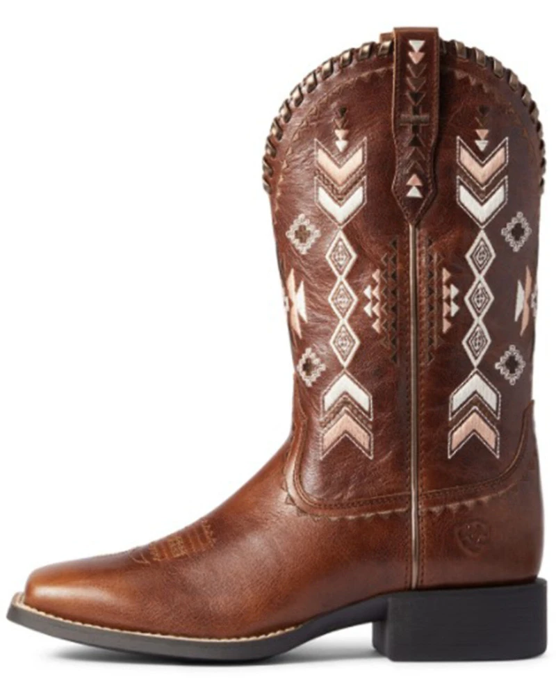Ariat Women's Canyon Tan Round Up Skyler Full-Grain Western Boot - Wide Square Toe