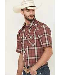 Wrangler Retro Men's Plaid Print Short Sleeve Snap Western Shirt