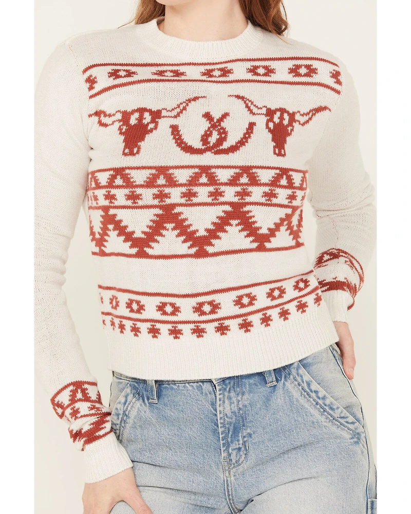 Wrangler Retro Women's Longhorn Horseshoe Long Sleeve Sweater