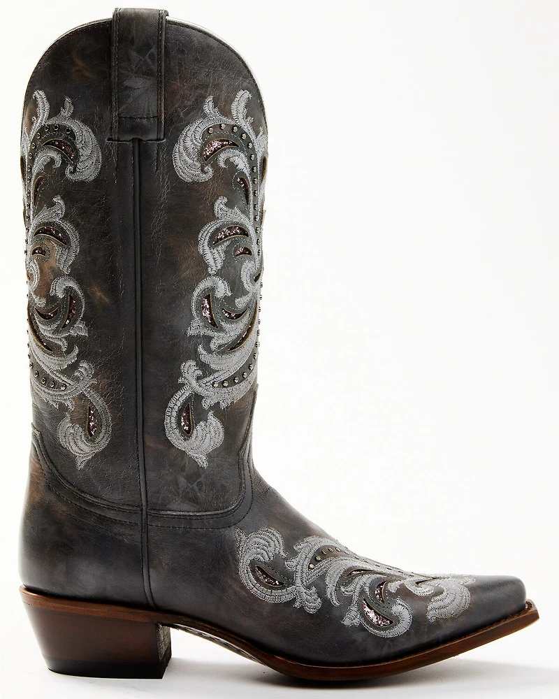 Shyanne Women's Iona Floral Studded Western Boots - Snip Toe