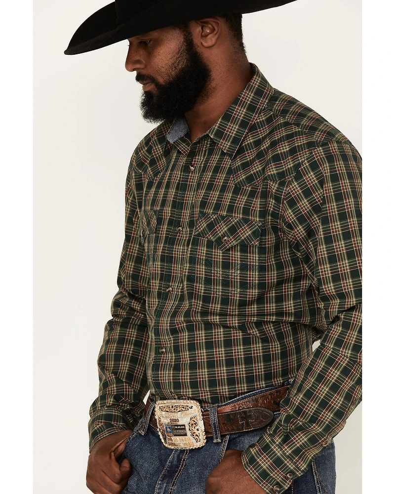 Cody James Men's Douglas Fir Plaid Print Long Sleeve Snap Western Shirt