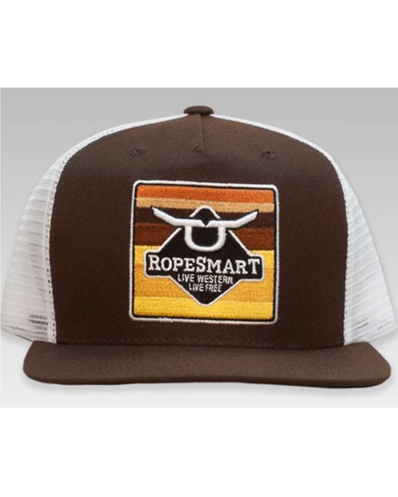 Ropesmart Men's Brown Solo Serape Steerhead Embroidered Patch Mesh-Back Ball Cap