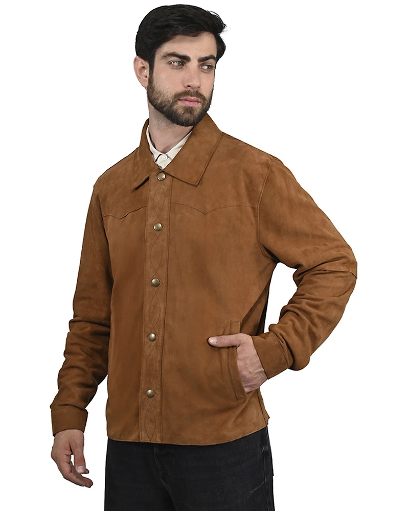 Frye Men's Solid Suede Snap Western Shirt