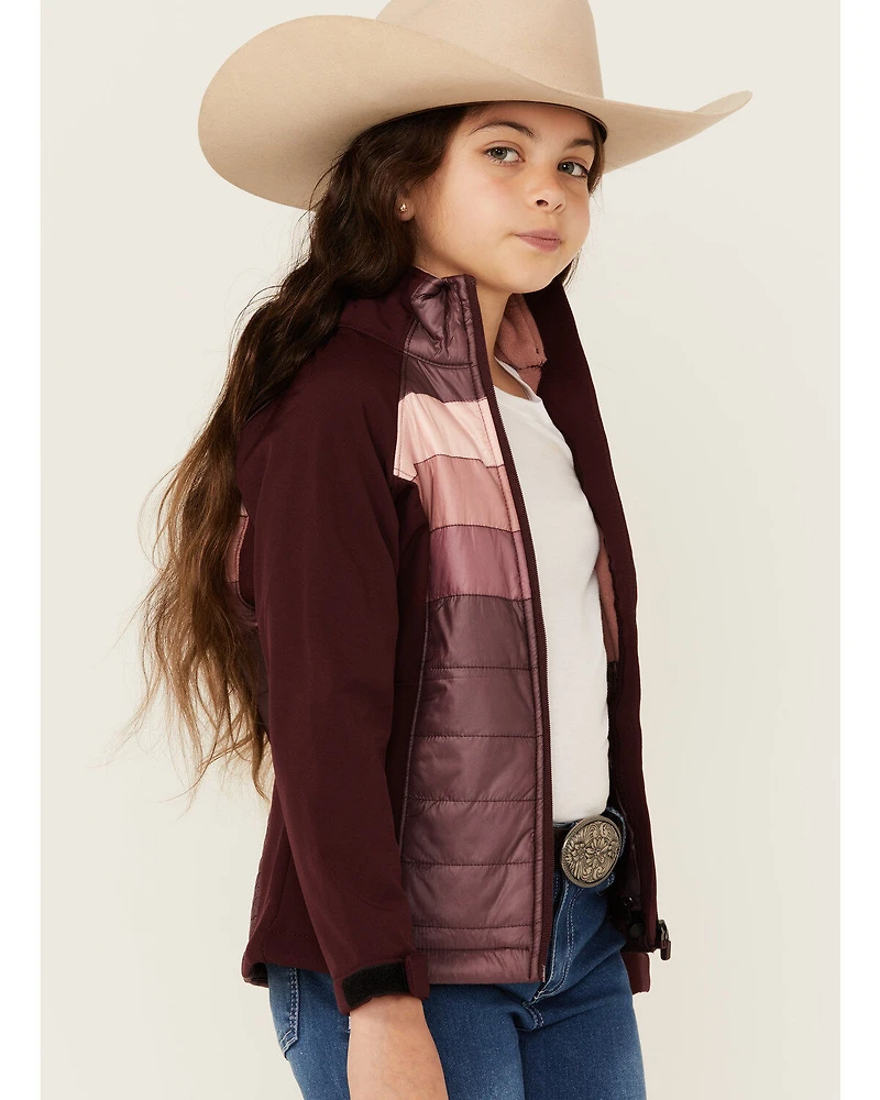 Hooey Girls' Port Striped Quilted Softshell Jacket
