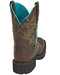 Justin Women's Mandra Chocolate Western Boots - Broad Square Toe