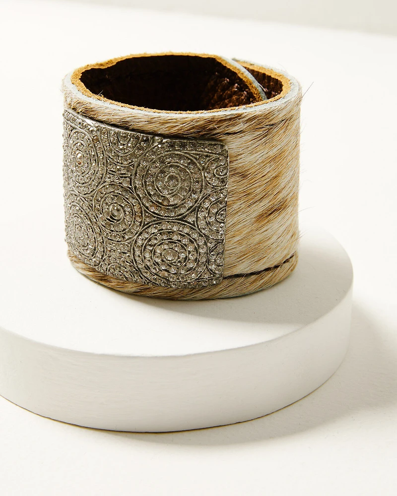 Erin Knight Designs Women's Cowhide And Leather Cuff Bracelet
