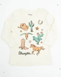 Wrangler Toddler Girls' Conversational Long Sleeve Graphic Shirt