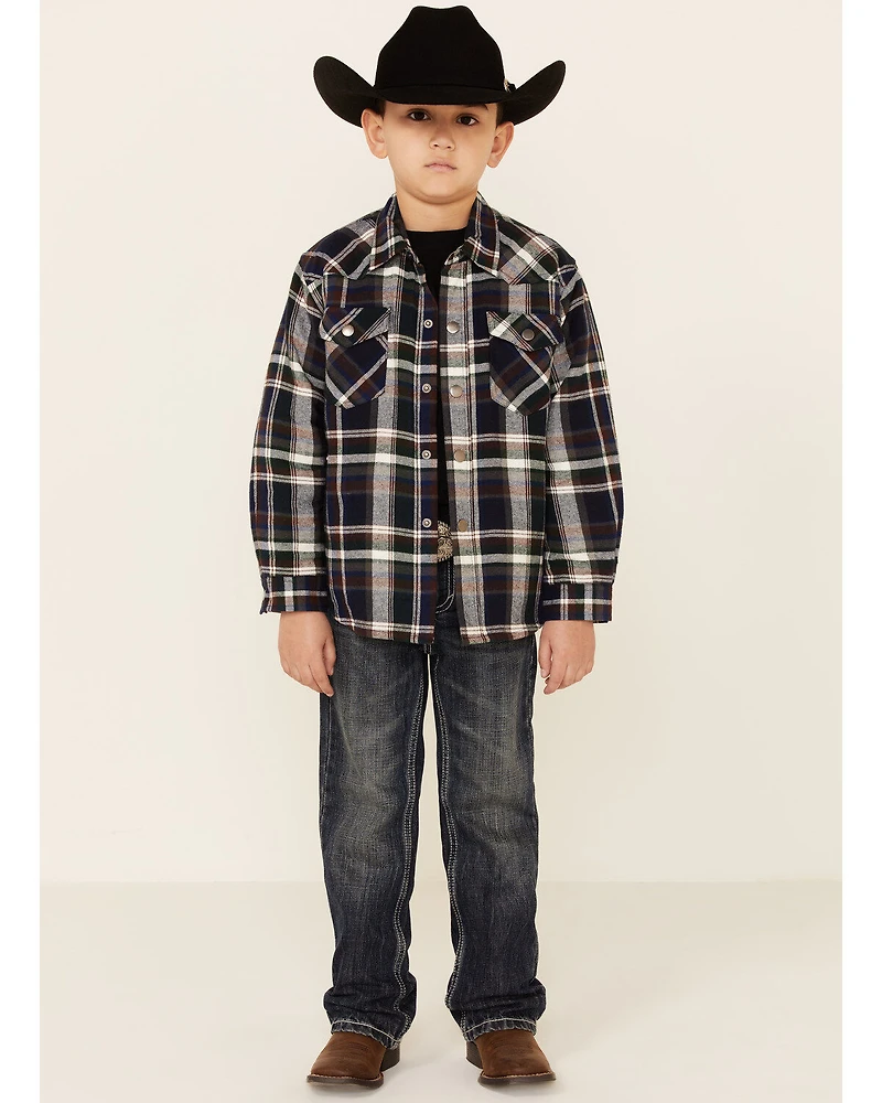 Roper Boys' Plaid Long Sleeve Snap Western Flannel Shirt