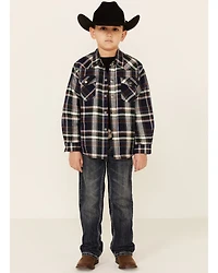 Roper Boys' Plaid Long Sleeve Snap Western Flannel Shirt