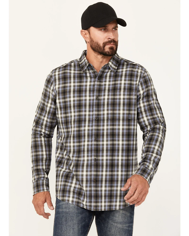 Brothers and Sons Men's Plaid Print Long Sleeve Button Down Shirt