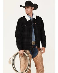Cinch Men's Solid Sherpa-Lined CC Snap Wool Trucker Jacket