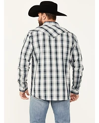 Moonshine Spirit Men's All Night Long Plaid Print Sleeve Snap Western Shirt
