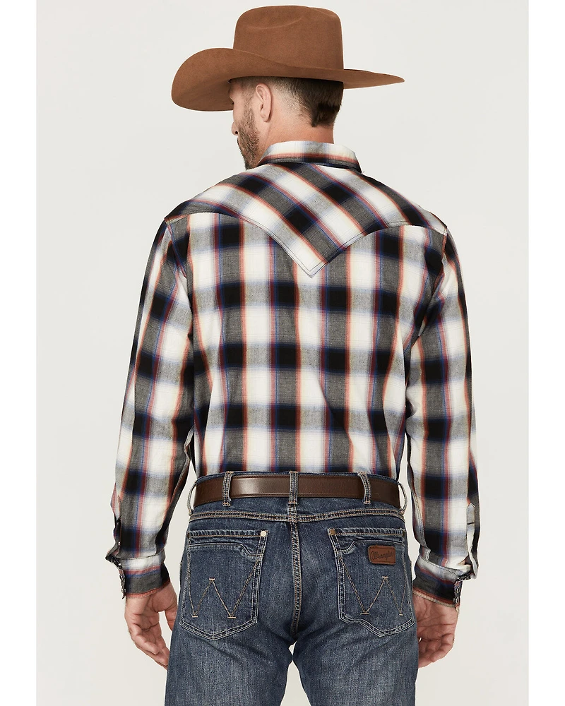 Roper Men's Large Ombre Plaid Long Sleeve Snap Western Shirt