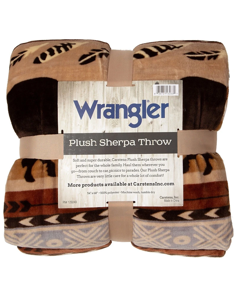 Carstens Home Wrangler Buffalo Southwestern Sherpa Fleece Throw Blanket