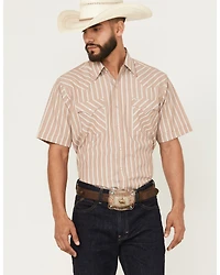 Ely Walker Men's Striped Short Sleeve Pearl Snap Western Shirt