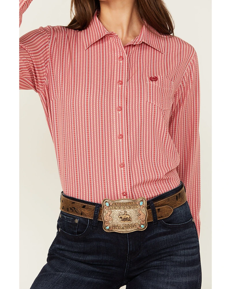 Cinch Women's ARENAFLEX® Striped Long Sleeve Button-Down Western Core Shirt